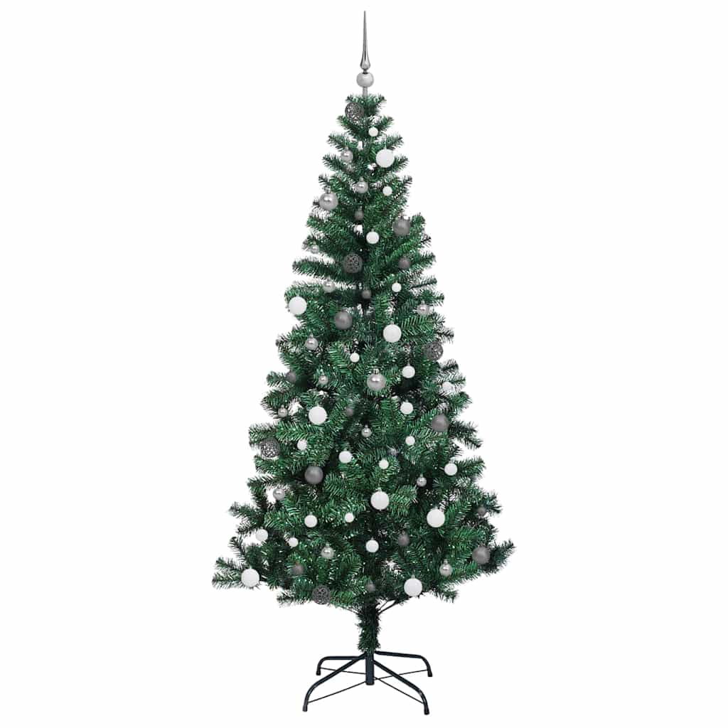 Artificial Pre-lit Christmas Tree Green 94.5" PVC and Metal