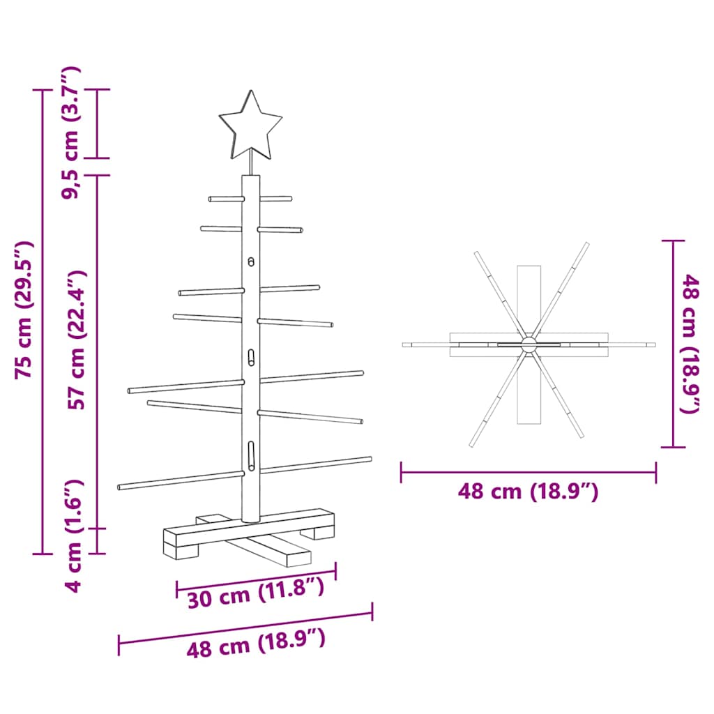 Wooden Christmas Tree with Stand Brown 29.5" bamboo