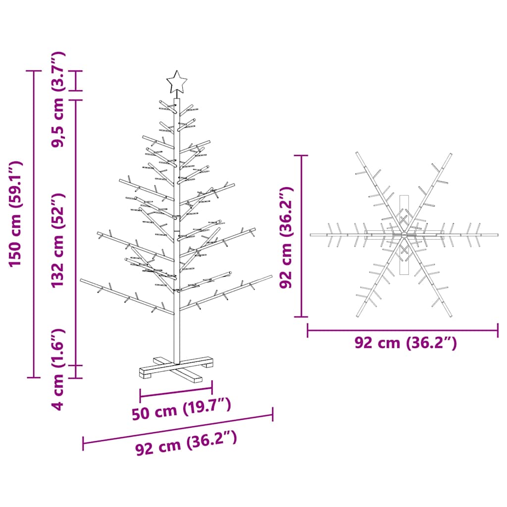 Wooden Christmas Tree with Stand Natural 59.1" Solid pine wood