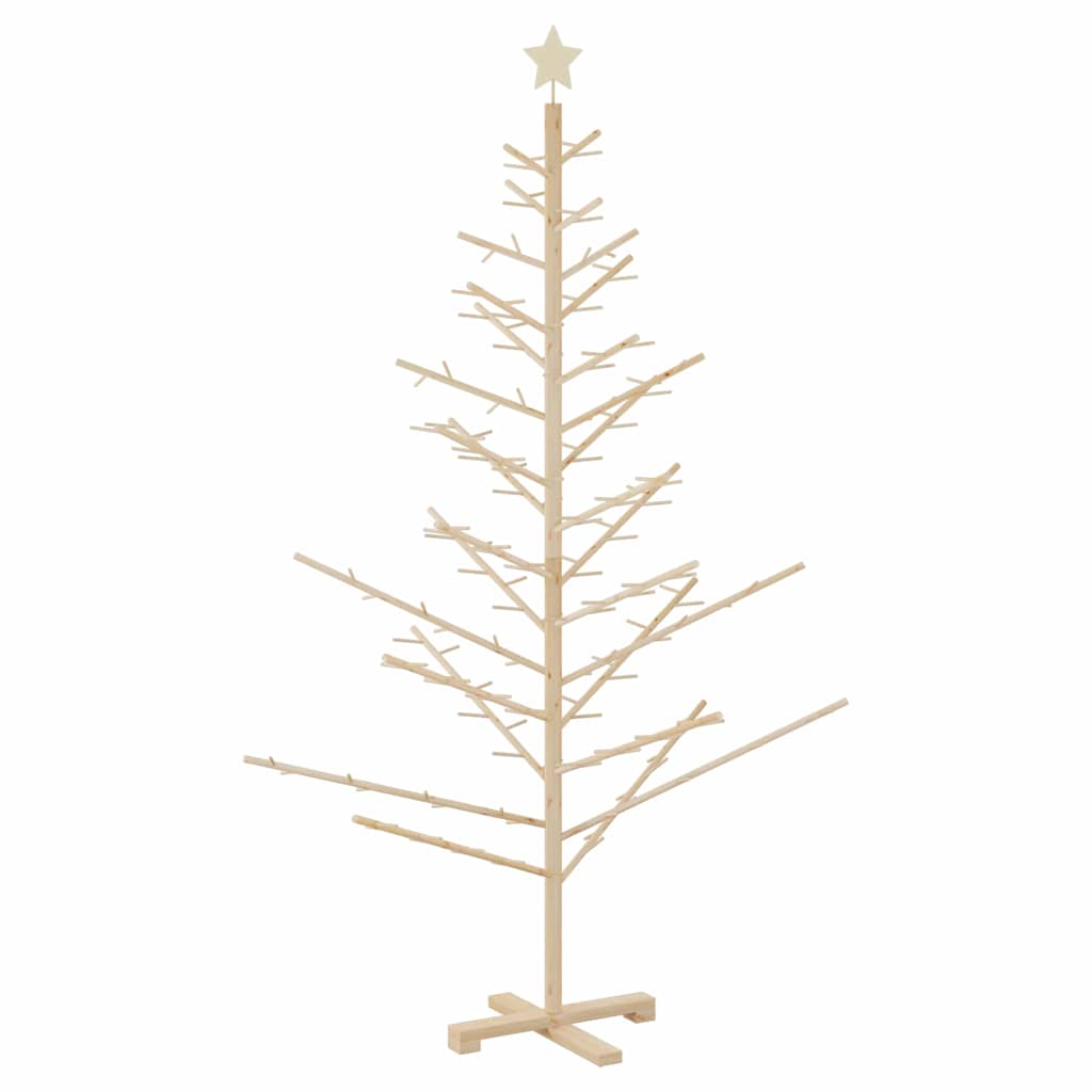 Wooden Christmas Tree with Stand Natural 70.9" Solid pine wood