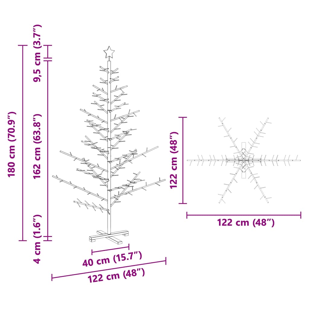 Wooden Christmas Tree with Stand Natural 70.9" Solid pine wood