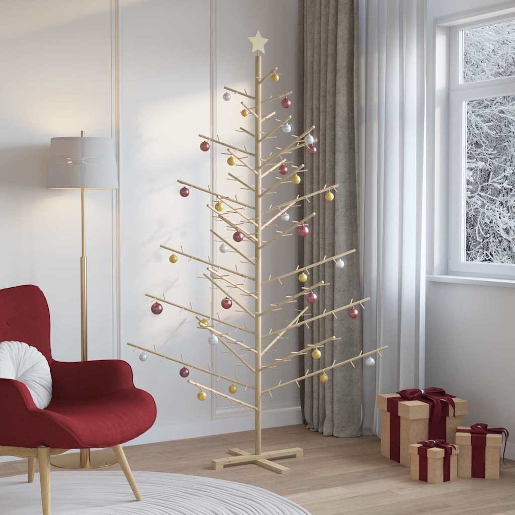 Wooden Christmas Tree with Stand Natural 82.7" Solid pine wood