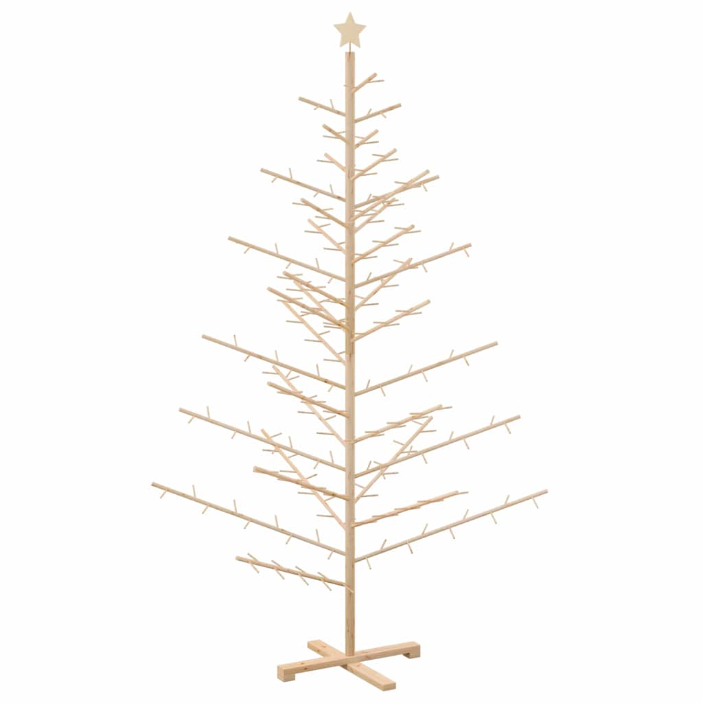 Wooden Christmas Tree with Stand Natural 82.7" Solid pine wood