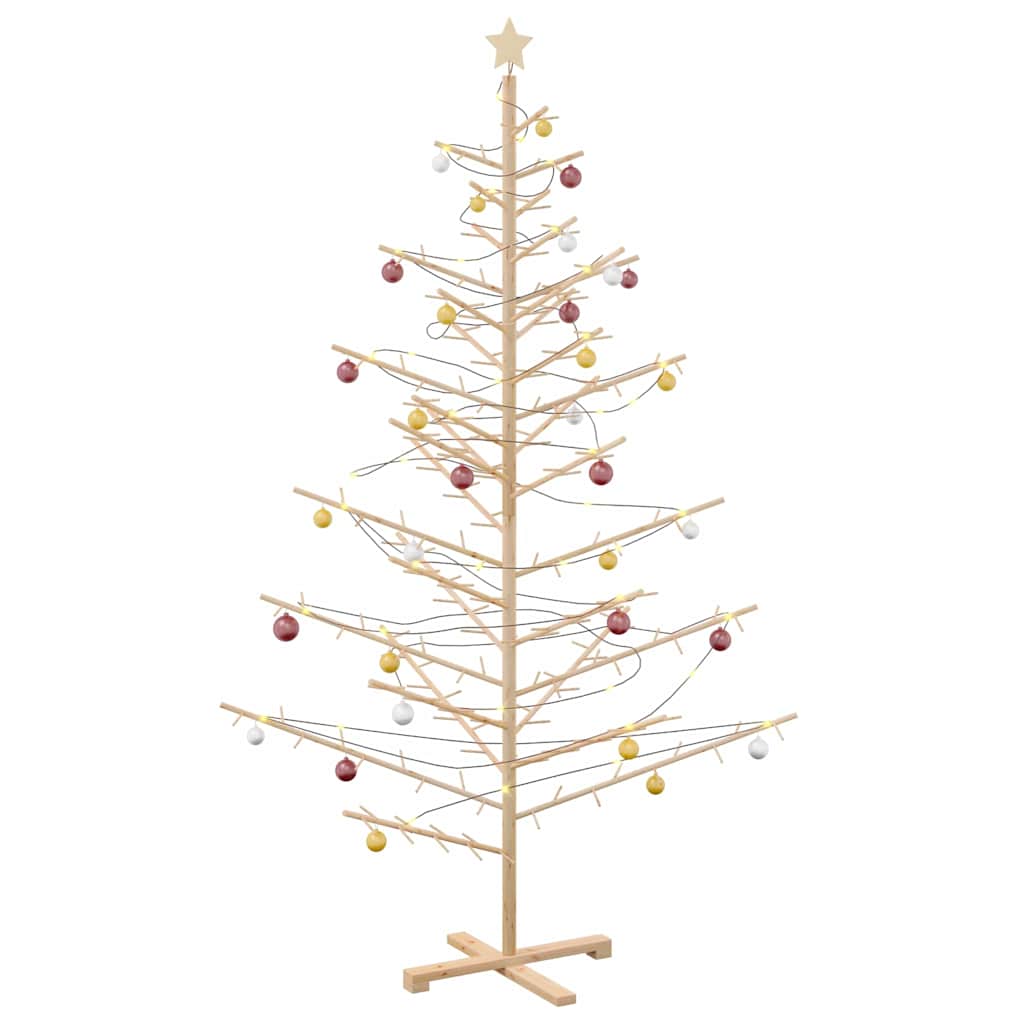 Wooden Christmas Tree with Stand Natural 82.7" Solid pine wood