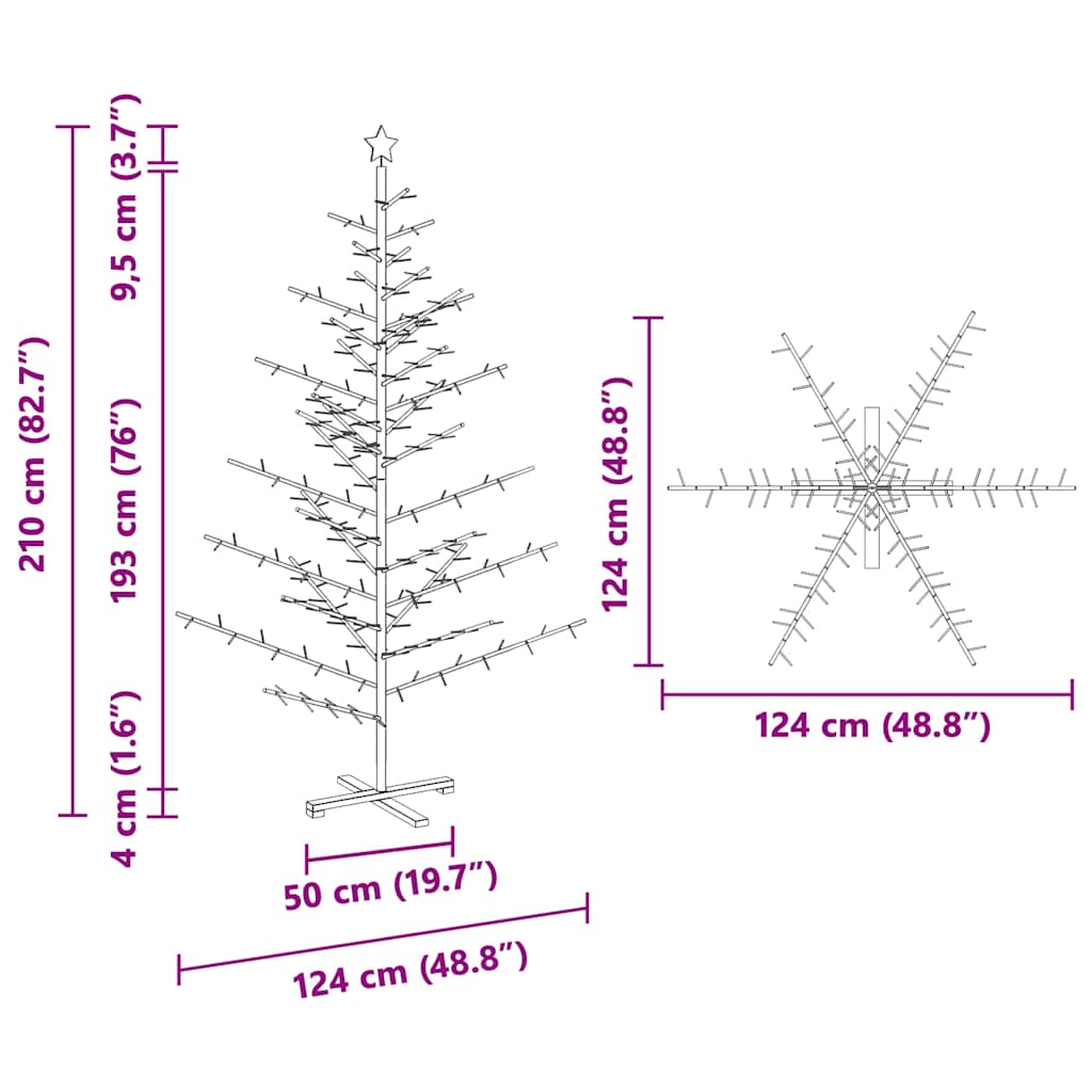 Wooden Christmas Tree with Stand Natural 82.7" Solid pine wood