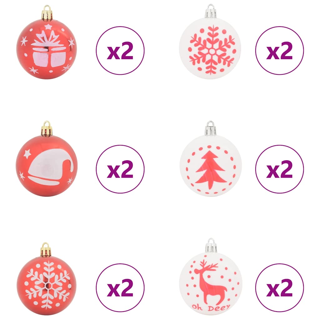 Christmas Bauble Set 40 pcs Red and White