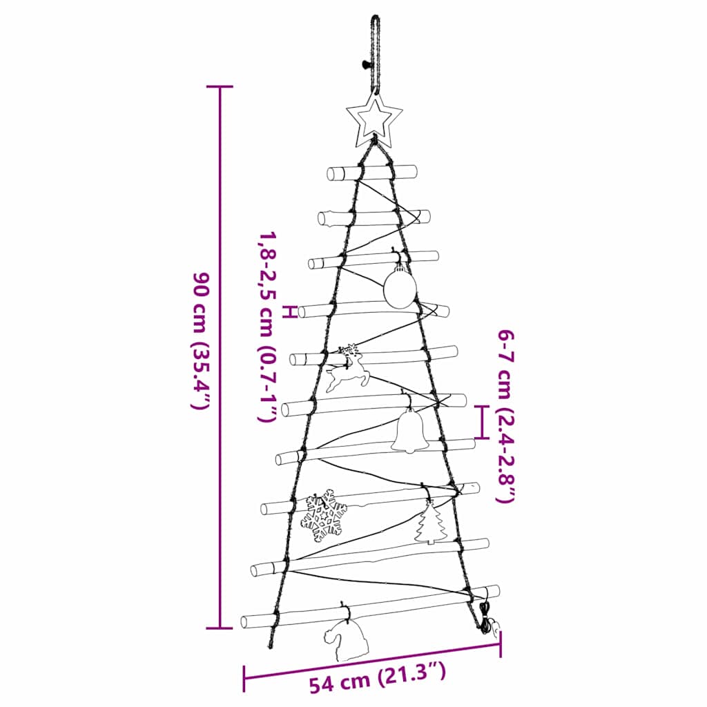 Christmas Tree with 30 LEDs Natural 35.43 in Solid Ash Wood