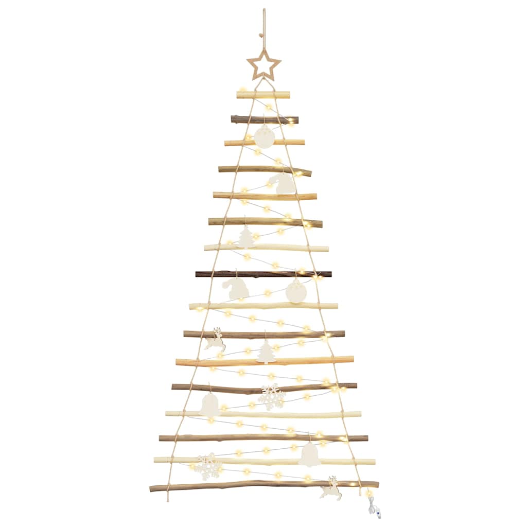 Christmas Tree with 50 LEDs Natural 47.2" Solid Ash wood