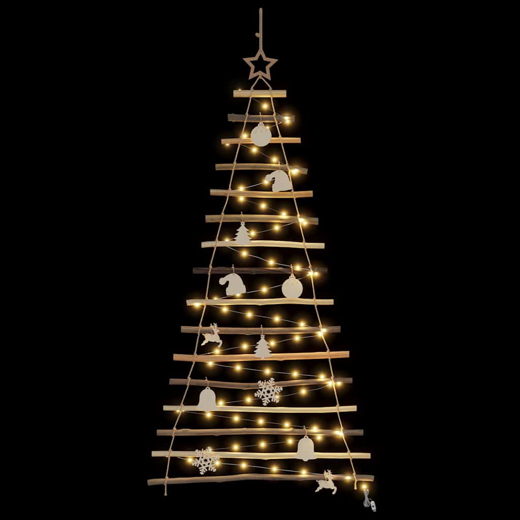 Christmas Tree with 50 LEDs Natural 47.2" Solid Ash wood