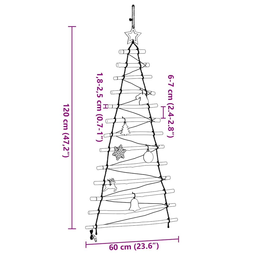 Christmas Tree with 50 LEDs Natural 47.24 in Solid Ash Wood