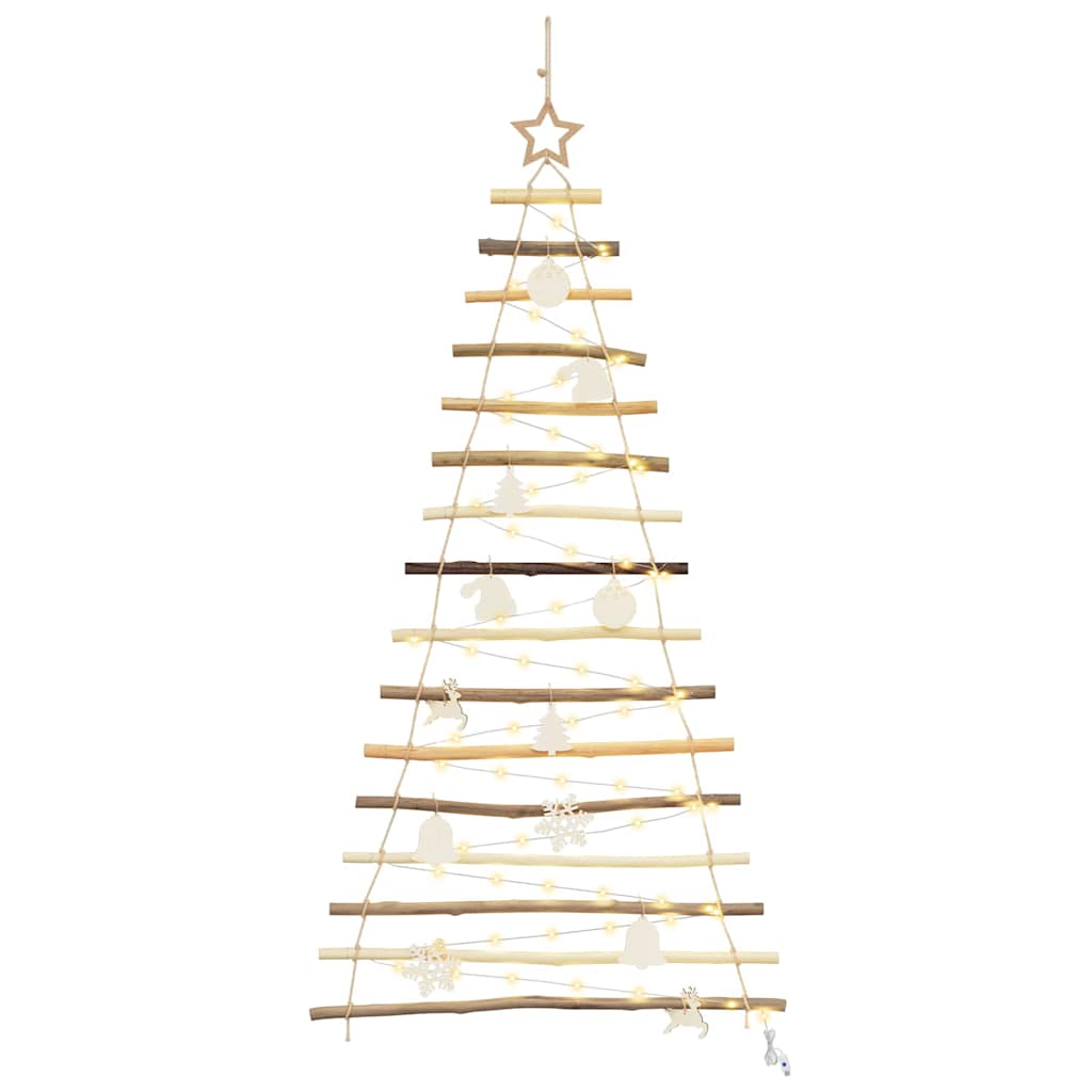 Christmas Tree with 80 LEDs Natural 59.1" Solid Ash wood