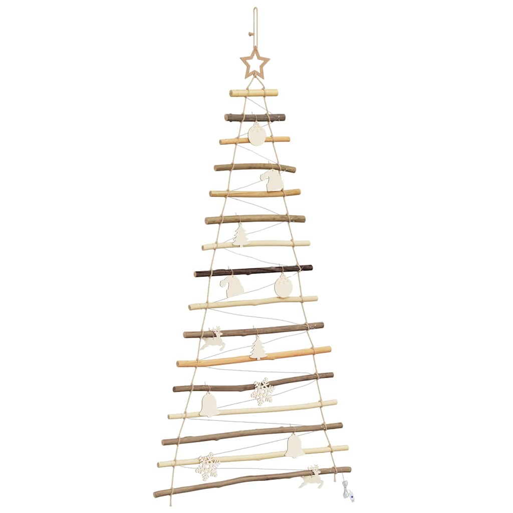 Christmas Tree with 80 LEDs Natural 59.1" Solid Ash wood