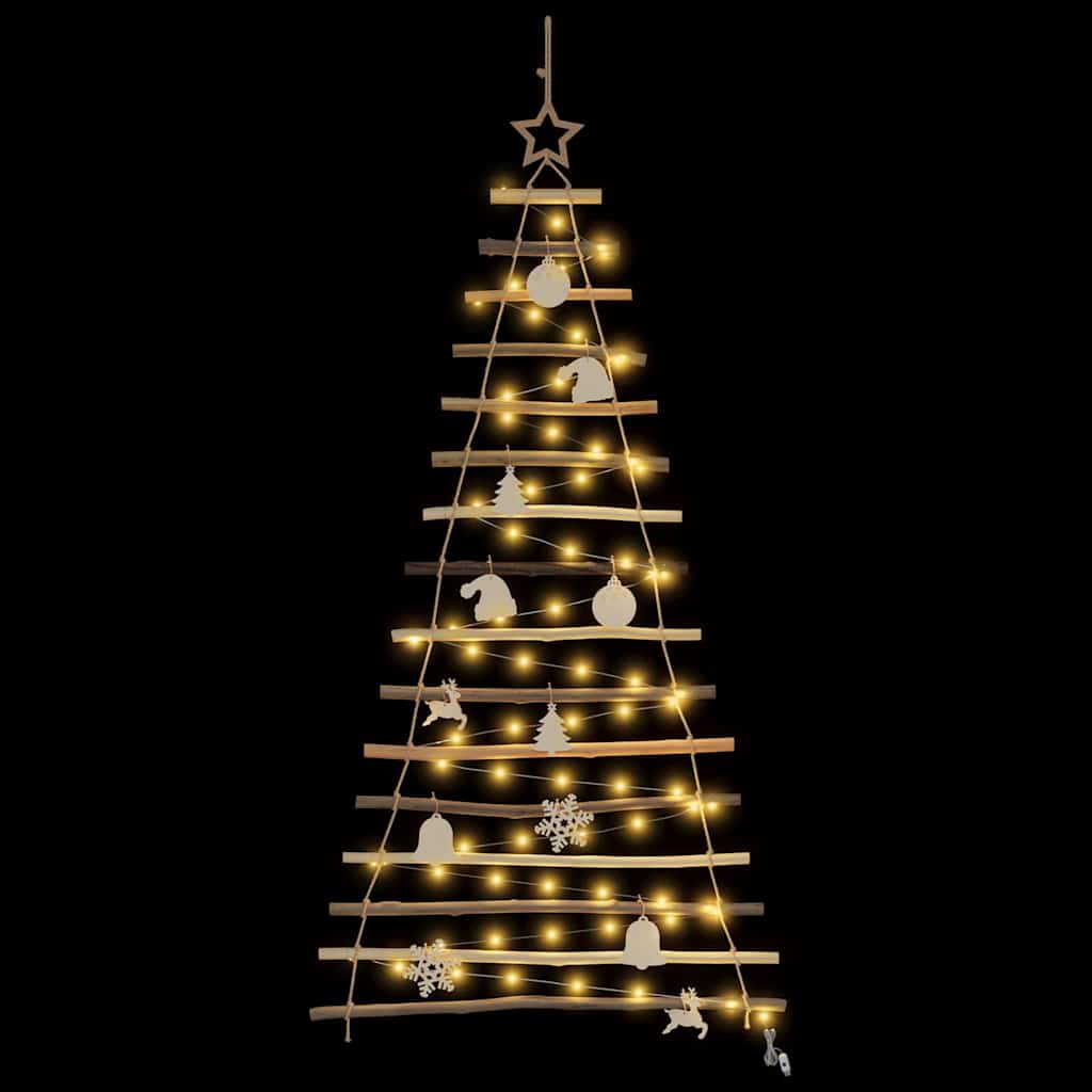 Christmas Tree with 80 LEDs Natural 59.1" Solid Ash wood