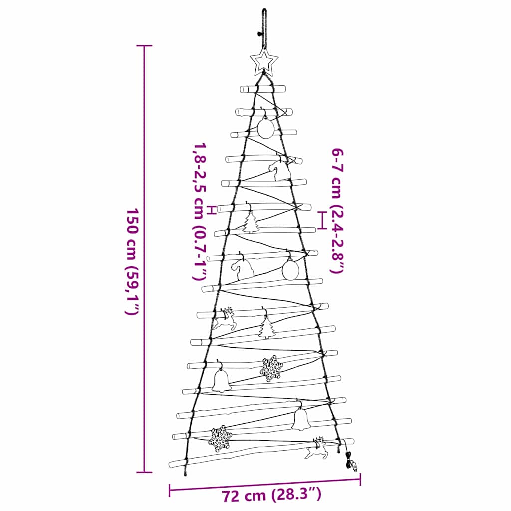 Christmas Tree with 80 LEDs Natural 59.06 in Solid Ash Wood