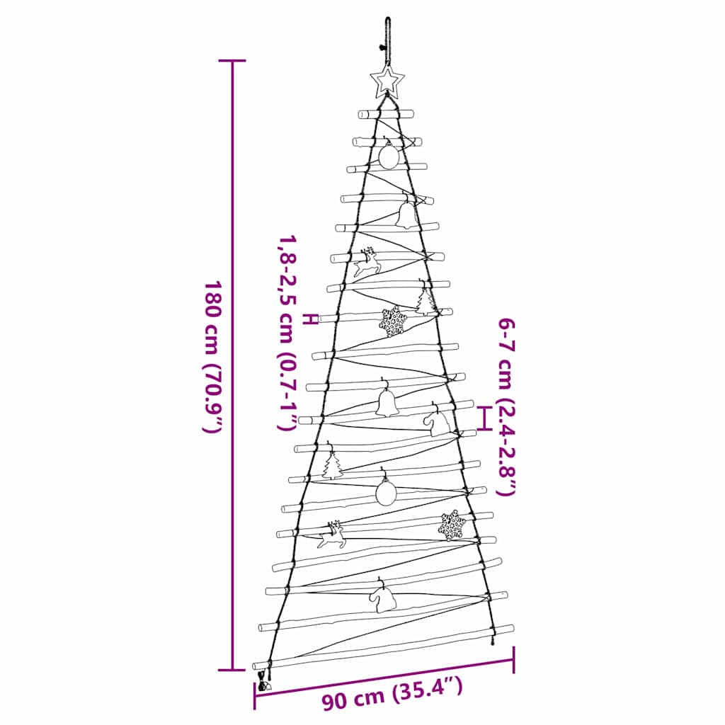 Christmas Tree with 100 LEDs Natural 70.87 in Solid Ash Wood