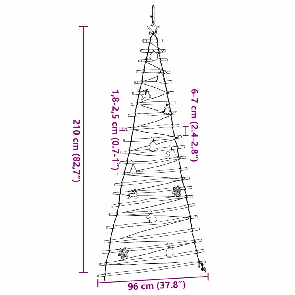 Christmas Tree with 130 LEDs Natural 82.68 in Solid Ash Wood