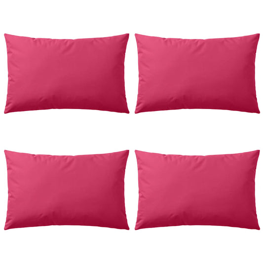 Outdoor Pillow Set of 4 Pink Polyester Fabric with PP Filling