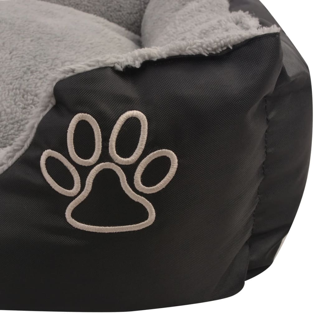 Dog Bed Black and Grey PU-coated oxford fabric and faux fur S