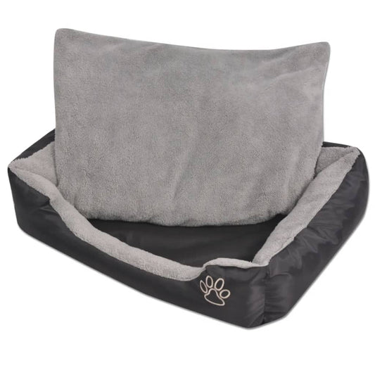 Dog Bed Black, Grey PU-coated Oxford fabric, faux fur M Non-slip