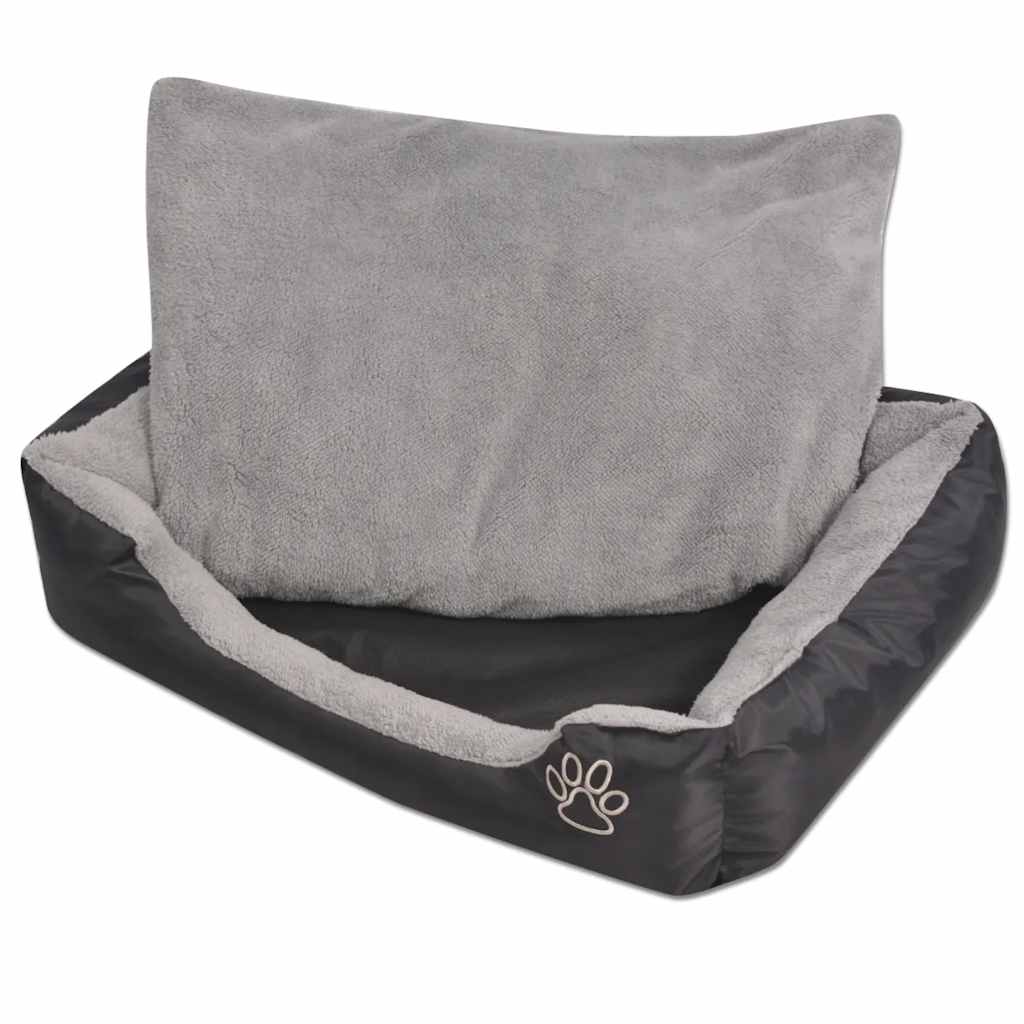 Dog Bed Black and Grey PU-coated oxford fabric and faux fur L