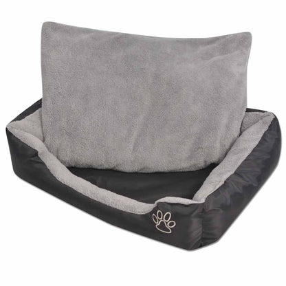 Dog Bed Black and Grey PU-coated oxford fabric and faux fur L