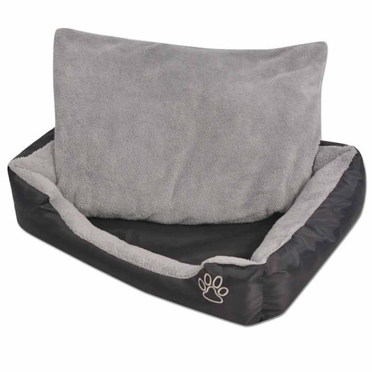 Dog Bed Black and Grey PU-coated oxford fabric and faux fur L