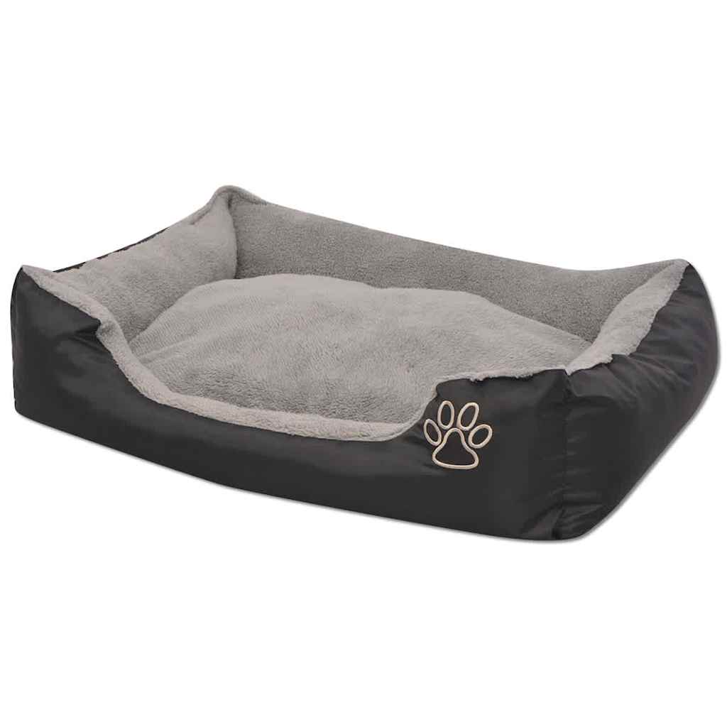 Dog Bed Black and Grey PU-coated oxford fabric and faux fur L