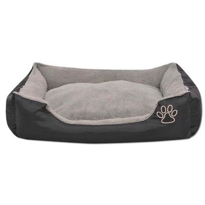 Dog Bed Black and Grey PU-coated oxford fabric and faux fur L