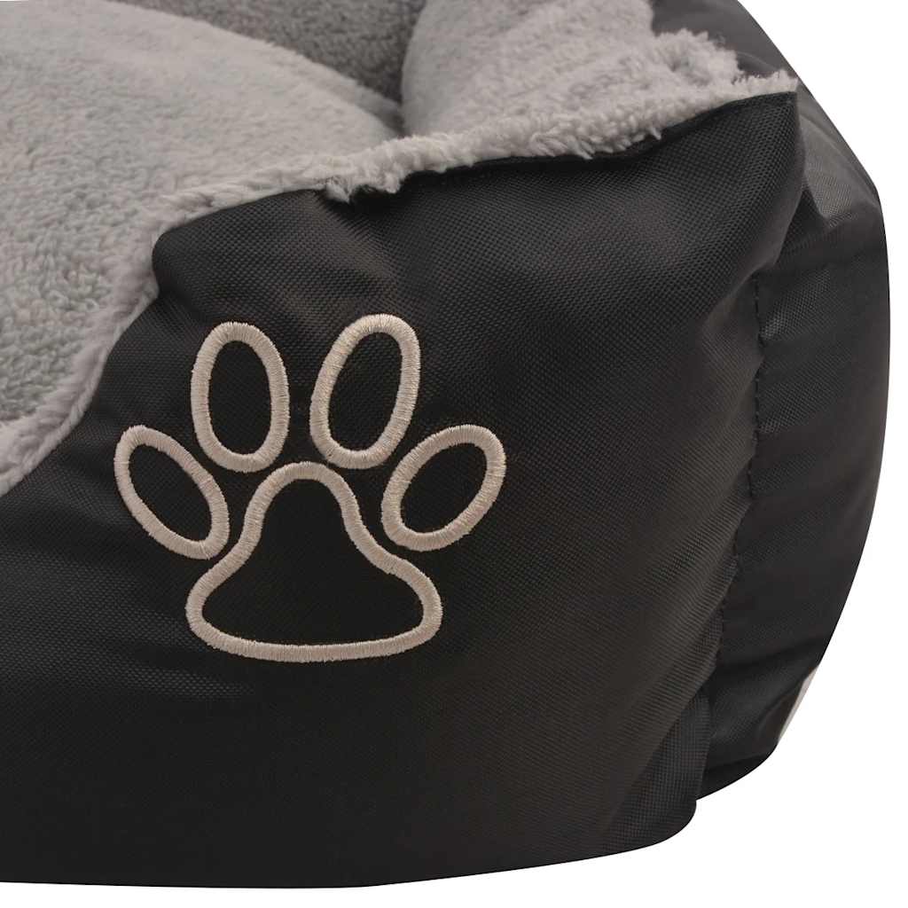 Dog Bed Black and Grey PU-coated oxford fabric and faux fur L