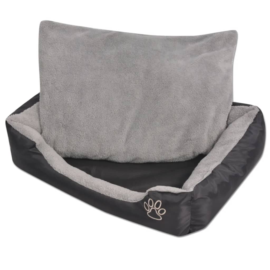 Dog Bed Black and Grey PU-coated oxford fabric and faux fur XL