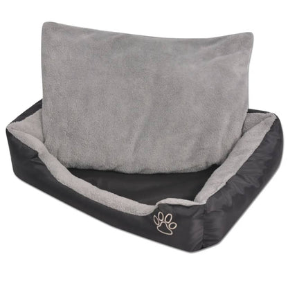 Dog Bed Black and Grey PU-coated oxford fabric and faux fur XL
