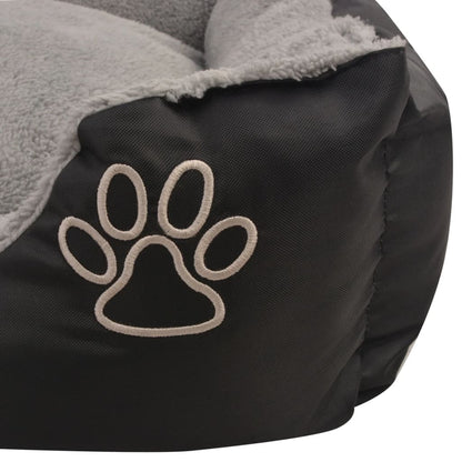 Dog Bed Black and Grey PU-coated oxford fabric and faux fur XL