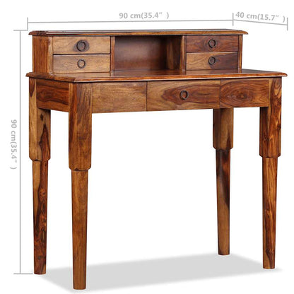 Writing Desk with 5 Drawers Solid Acacia Wood 35.4"x15.7"x35.4"