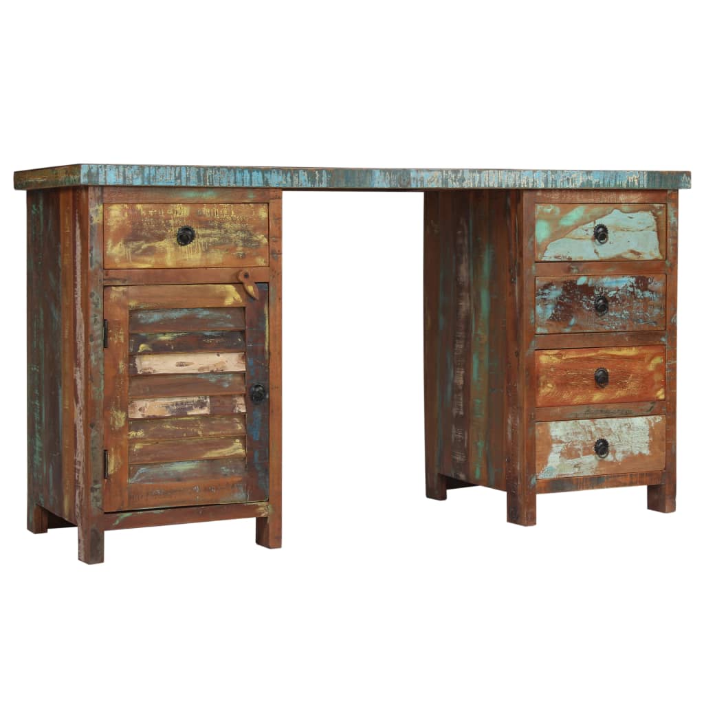 Pedestal Desk Solid Reclaimed Wood 55.1"x19.6"x30.3"