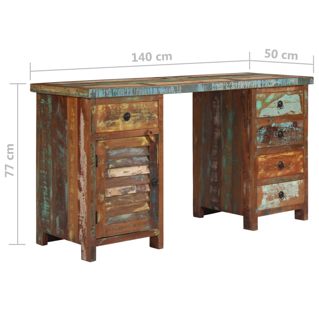 Pedestal Desk Solid Reclaimed Wood 55.1"x19.6"x30.3"