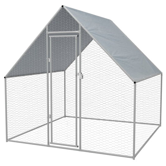 Chicken Cage Silver frame, Grey roof