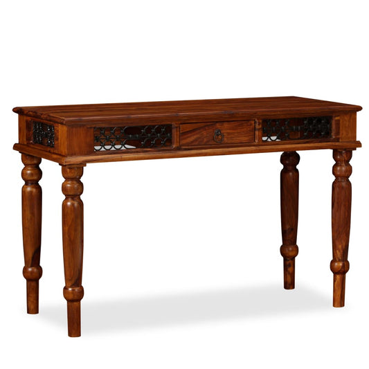Writing Table Brown Solid Acacia Wood Large Storage