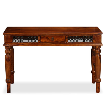 Writing Table Brown Solid Acacia Wood Large Storage