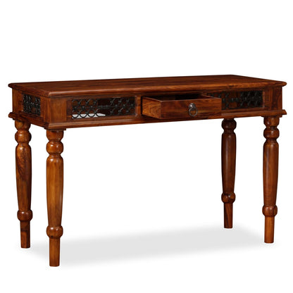 Writing Table Brown Solid Acacia Wood Large Storage