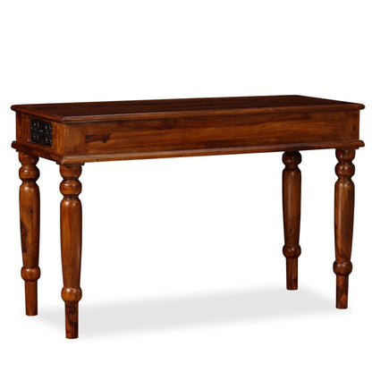 Writing Table Brown Solid Acacia Wood Large Storage