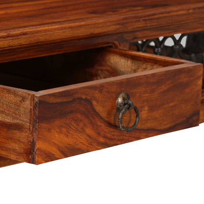 Writing Table Brown Solid Acacia Wood Large Storage