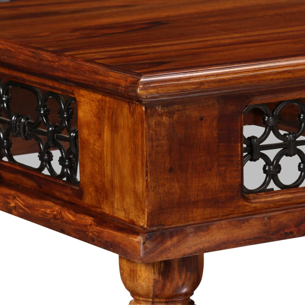 Writing Table Brown Solid Acacia Wood Large Storage