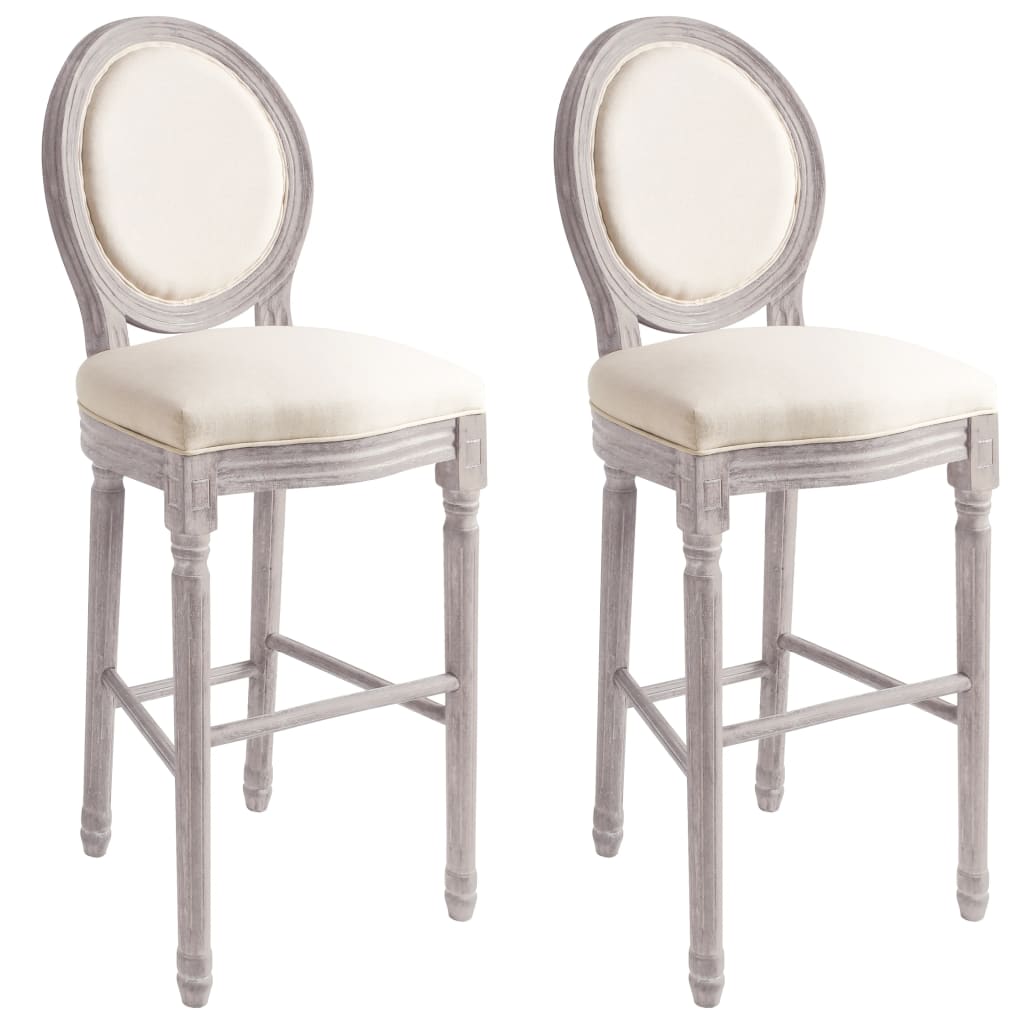 Bar Stools 2 pcs White Linen