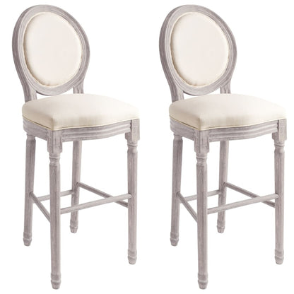 Bar Stools 2 pcs White Linen