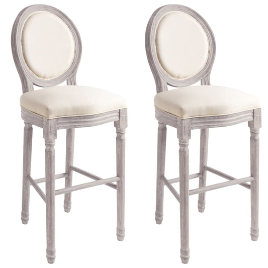 Bar Stools 2 pcs White Linen