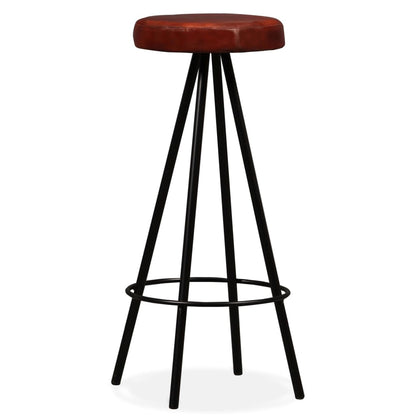 Bar Stool Set of 2 Brown Genuine leather Standard Industrial