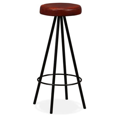 Bar Stool Set of 2 Brown Genuine leather Standard Industrial