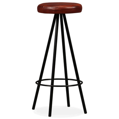 Bar Stool Set of 2 Brown Genuine leather Standard Industrial