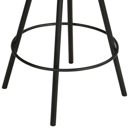Bar Stool Set of 4 Brown and black Genuine leather, canvas, steel