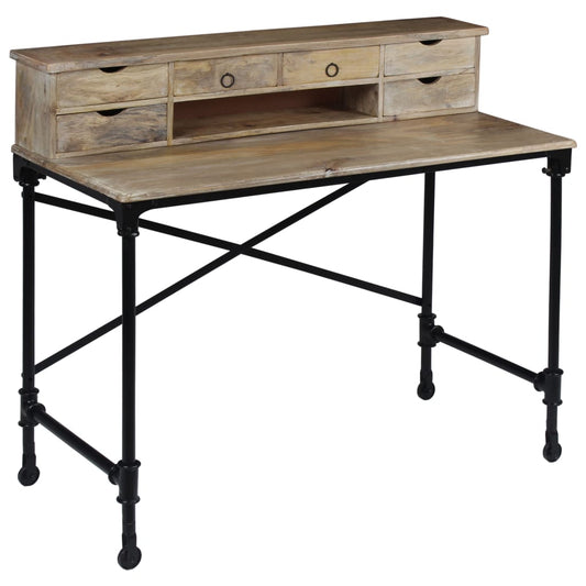 Writing Desk Natural Mango Wood Solid Mango Wood and Steel Medium